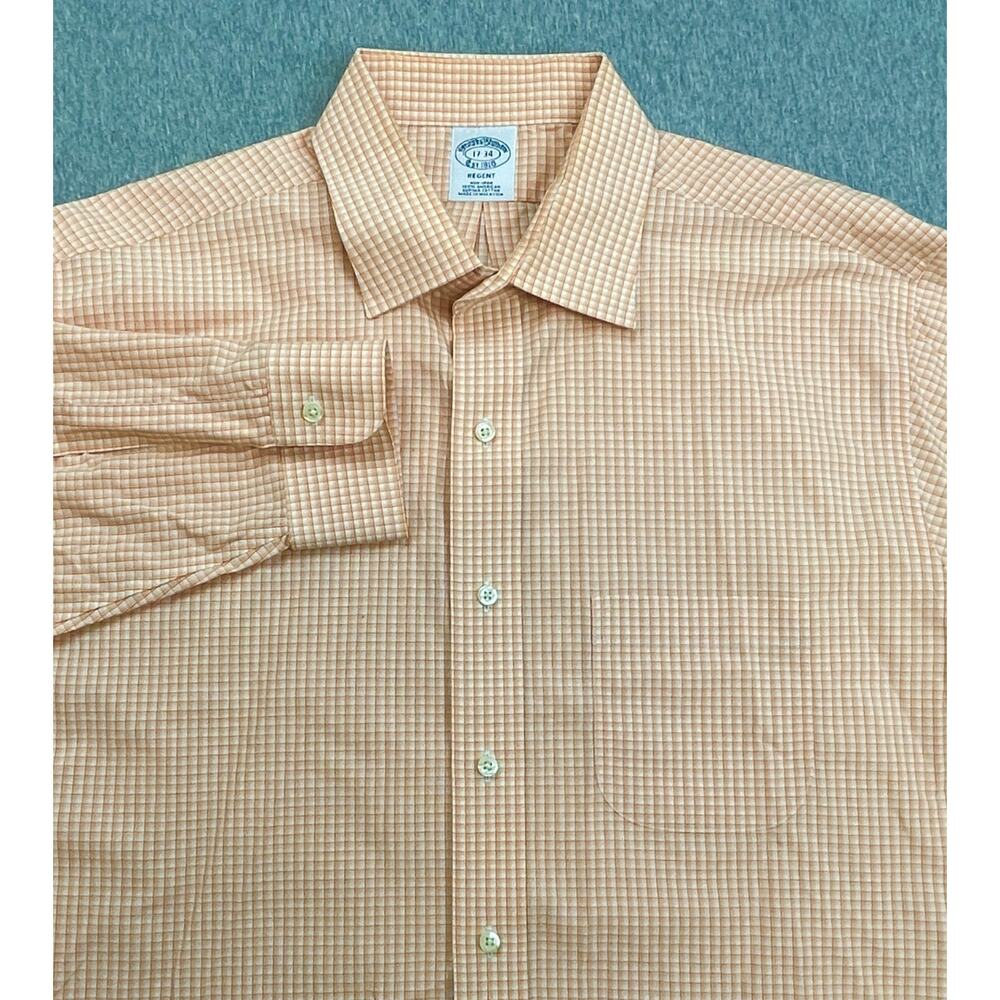 Brooks‎ Brothers Shirt Mens 17 - 34 Check Regent 100% Cotton Button Up